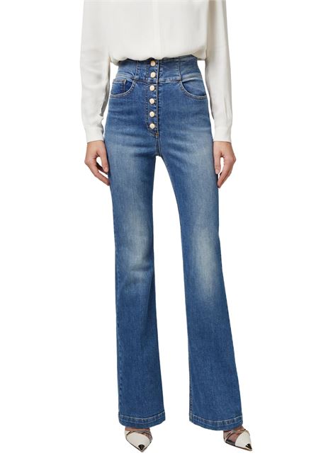 Jeans palazzo con abbottonatura ELISABETTA FRANCHI | Pantaloni | PJ43S41E2139